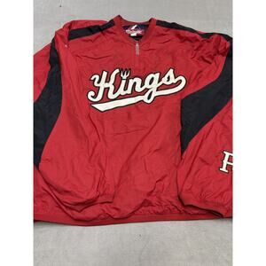 Kings Baseball Pullover Jacket Mens XL Red Black Quarter Zip Warm Up Majestic 19